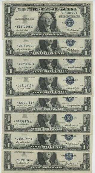8 Choice CU Series of 1957 STAR Silver Certificate notes