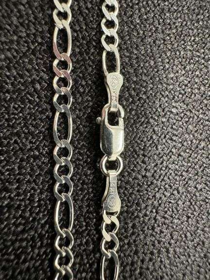 14k White Gold Solid Figaro Link Chain 2.6mm Necklace 16"