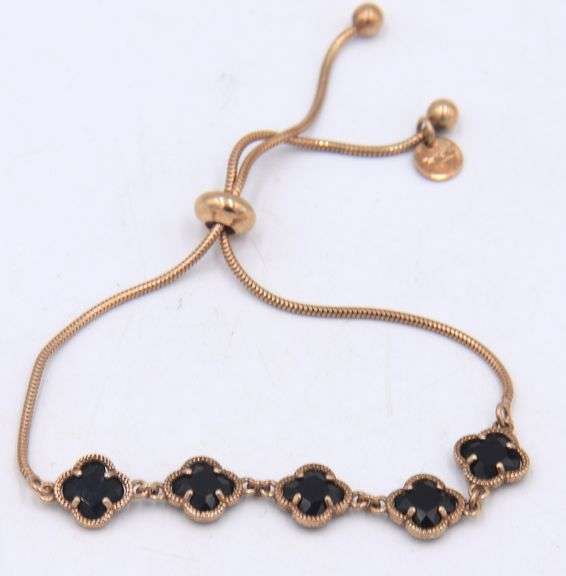 925 Sterling silver black onyx clover bracelet