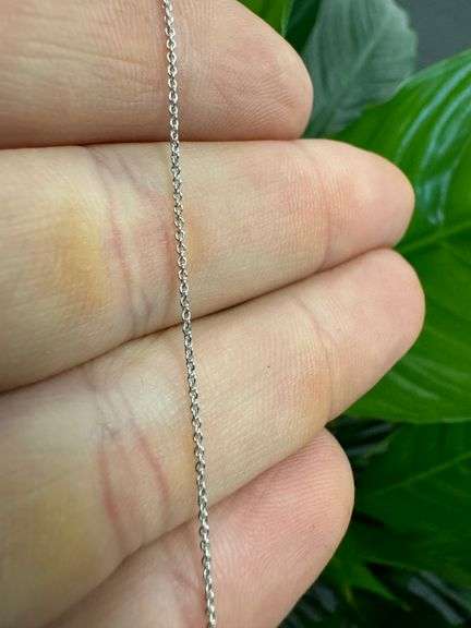 10k White Gold Solid Cable Chain Round Rolo Link 0.9mm Necklace 18"