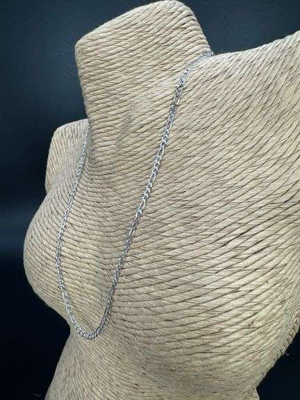 14k White Gold Solid Figaro Link Chain 2.6mm Necklace 16"