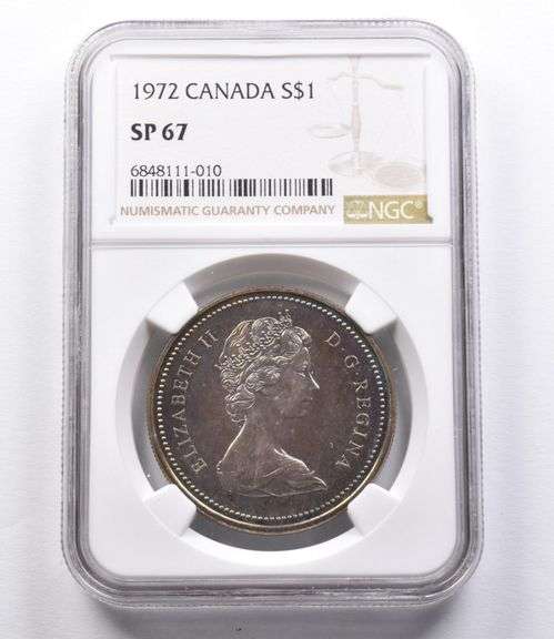 SP67 1972 Canada Silver Dollar NGC Beautifully Toned