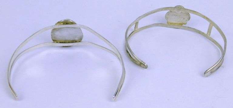 2 Vintage Navajo Sterling Turquoise Cuff Bracelets