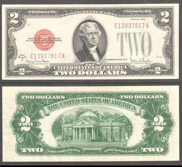 $2 1928-G first series of small size on a Red Seal
