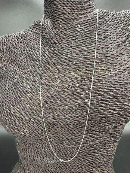 14k White Gold Solid Box Link Chain 0.6mm Necklace 24"