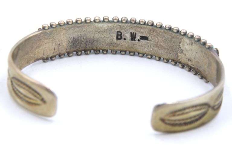 Vintage 925 sterling silver signed Turquoise cuff bangle