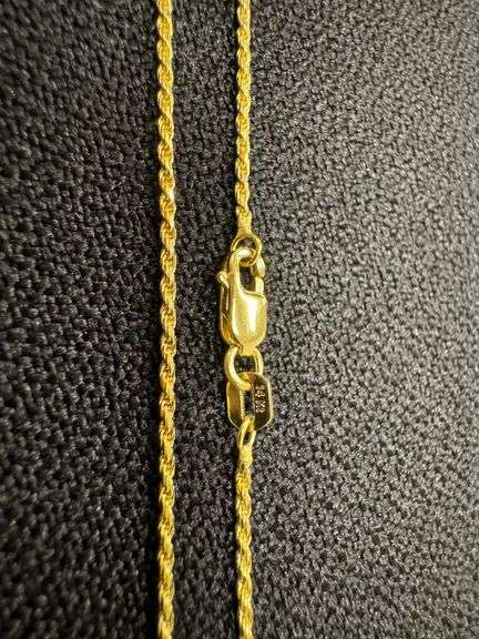 14k Yellow Gold Solid Diamond-Cut Rope Link Chain 1.1mm Necklace 20"