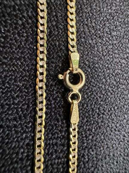 14k Yellow Gold Solid Pave Curb Link Chain 2mm Necklace 22"