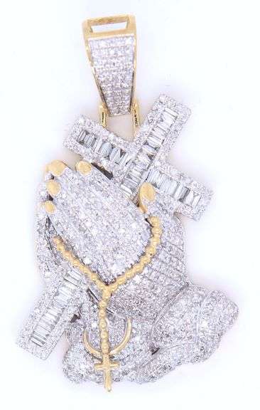 10kt Yellow gold diamond praying pendant