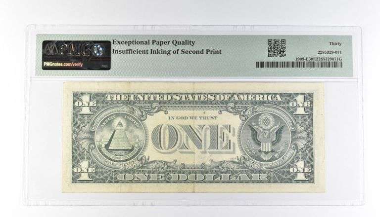 PMG 30 VF EPQ $1 1977 FRN Richmond Fr#1909-E Insufficient Inking Error