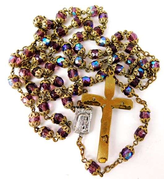 Beautiful Vintage Iridescent Crystal Rosary