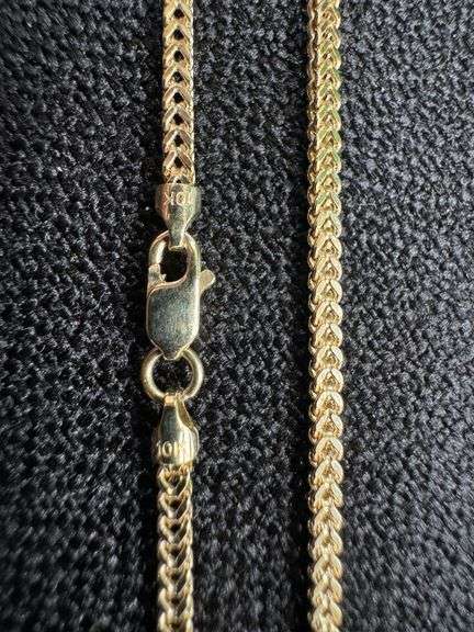 10k Yellow Gold-Hollow Franco Wheat Rope Chain 1.85mm Necklace 18"