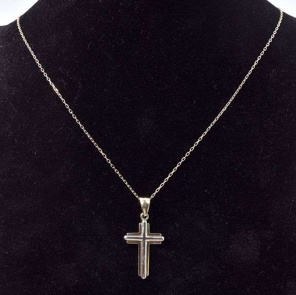 Heavenly 14K Yellow and White Gold Cross Pendant Necklace