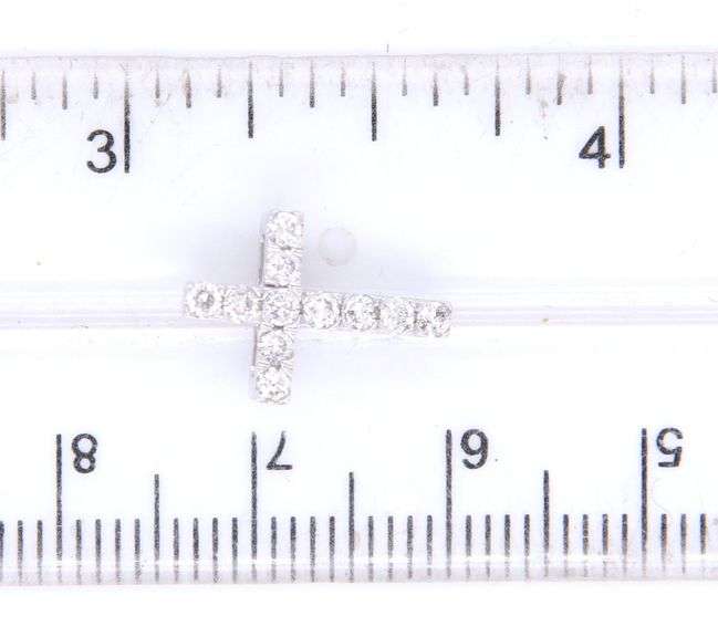 14kt White gold tiny cross diamond pendant