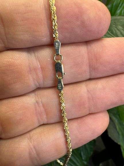 10k Yellow Gold-Hollow Diamond-Cut Rope Chain 1.9mm Necklace 20"