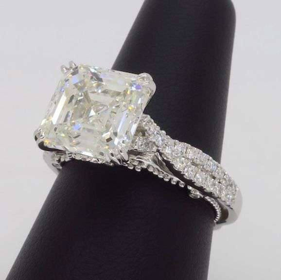 Certified Custom Made 5.60CTW Asscher Cut Diamond Ring