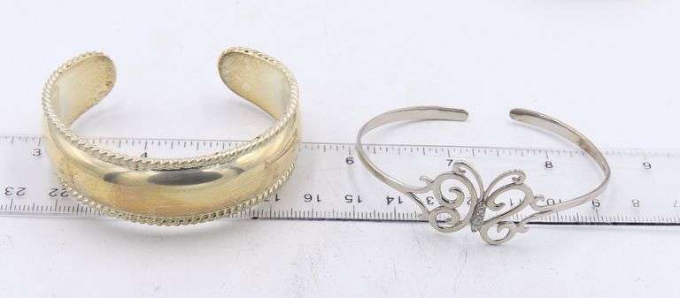 Group lot of vintage 925 sterling silver cuff bangles