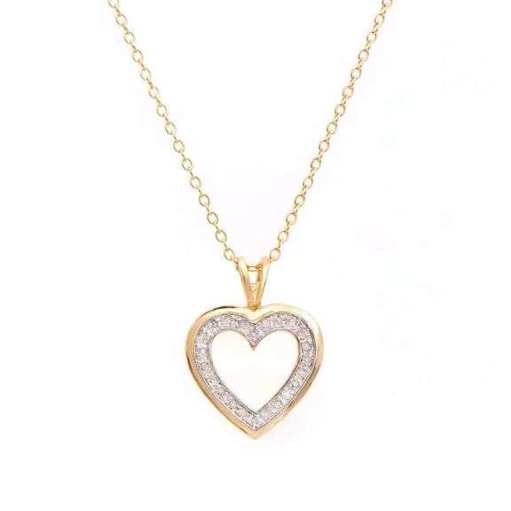 18 Kt Tri-Layered Yellow Gold Plated Natural Diamond Heart Pendant