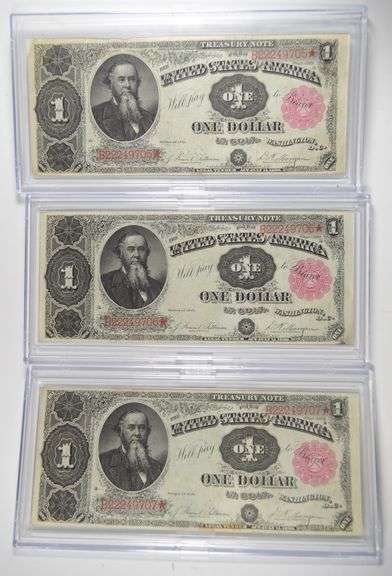 Lot (3) 1891 $1 Treasury Large Size Notes - Consecutive PH