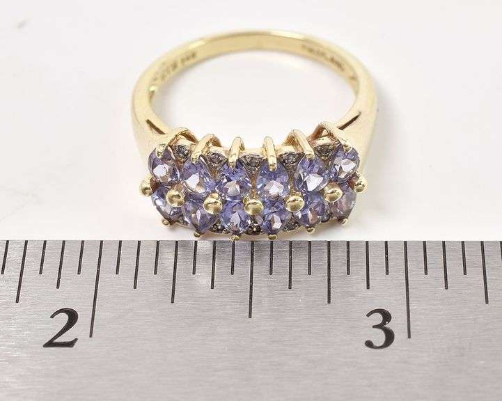 Perfect 14K Yellow Gold Amethyst and Diamond Ring