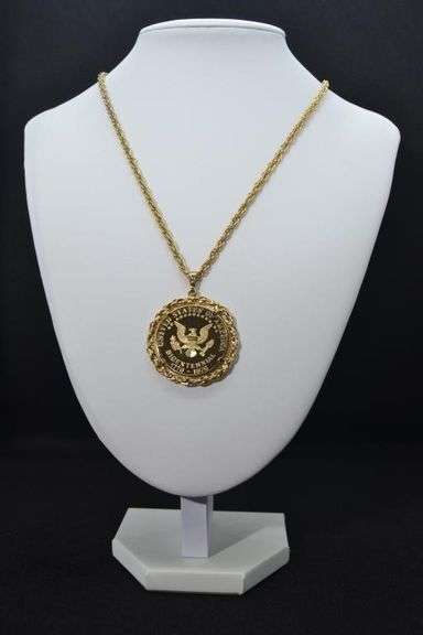 Bicentennial 14 Kt Gold Plated Replica Half Dollar Pendant
