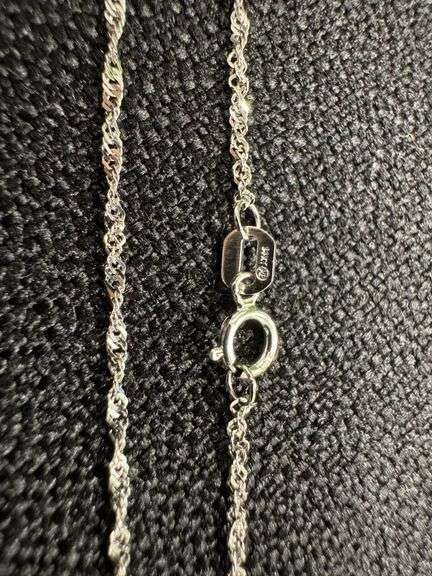 14k White Gold Solid Singapore Rope Link Chain 1.1mm Necklace 18"