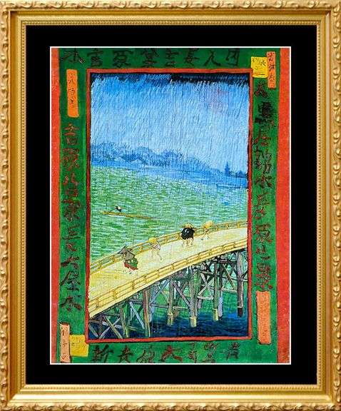 Collectible Vincent van Gogh, Japonsaiserie - Bridge in the Rain (1887)