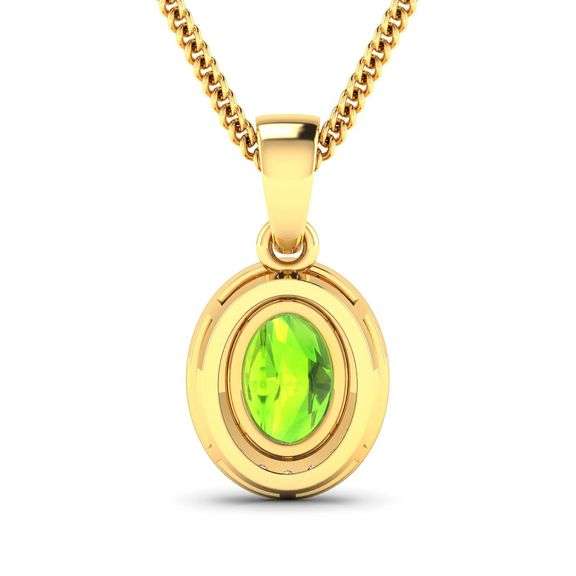 14KT Yellow Gold 1.05ct Peridot and Diamond Pendant with Chain