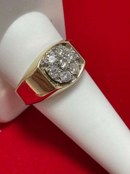 CERTIFIED MEN'S 14K YELLOW GOLD AND DIAMOND RING