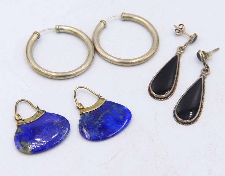 3 Pairs of vintage 925 sterling silver earrings