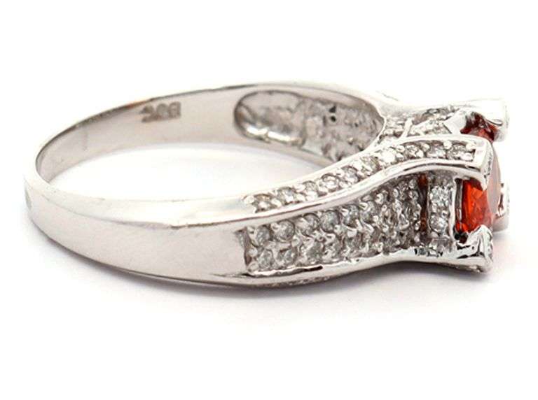 1.75ct Oval Orange Sapphire and 0.45ctw Diamond Ring in 14K