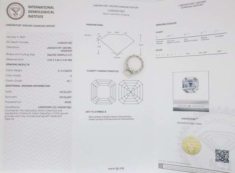 Certified Custom Made 5.60CTW Asscher Cut Diamond Ring
