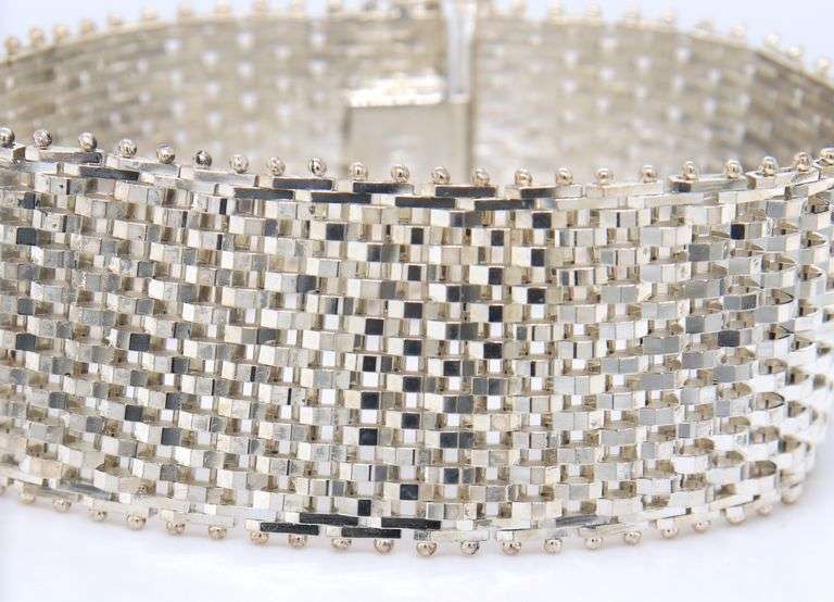 925 Sterling silver wide silver link bracelet