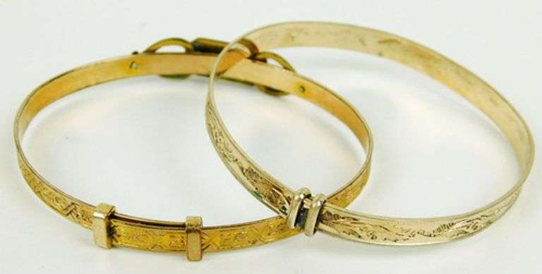 2 Child's Antique Gold-Filled Bangles