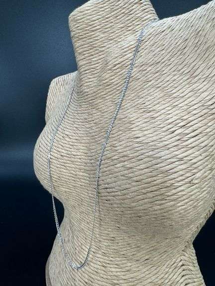 10k White Gold Solid Curb Link Chain 2mm Necklace 20"