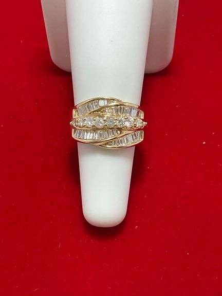CERTIFIED 14K YELLOW GOLD AND DIAMOND BAND. 1.25 CARAT