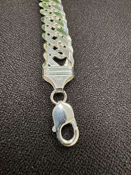 Sterling Silver 16mm Heavy Double Curb Chain Cuban Link 925 Italy Bracelet 9"