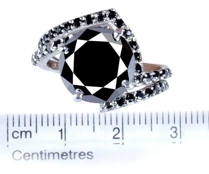 Huge 6.5 Ct Silk Black Moissanite Diamond Ring