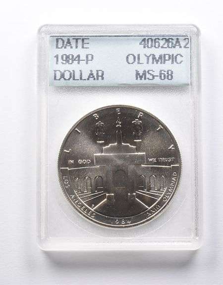 MS68 1984-P Olympic Commemorative Dollar Accugrade - Collectible Slab!