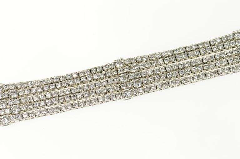 18K White Gold 9.10 Ctw Layered Diamond Five Tiered Tennis Bracelet