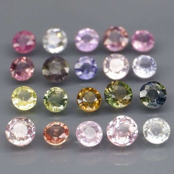 Glittering UNHEATED 20 piece 3.94ct fancy color Sapphire set