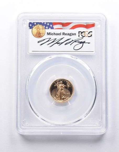 PR69 DCAM 2001-W $5 American Gold Eagle Michael Reagan Signed PCGS