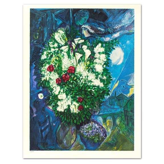 Bouquet Aux Amoureux Volants by Chagall