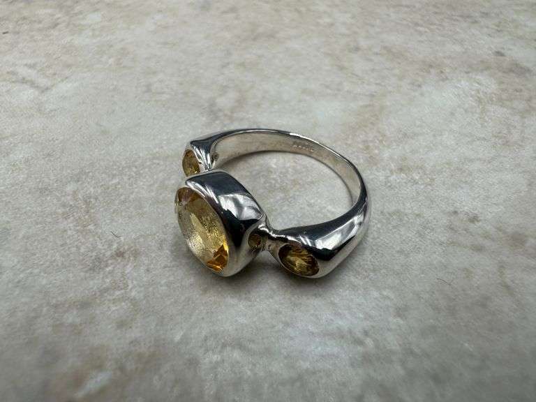 Sterling Silver Natural Gemstone Citrine Ring Size 6