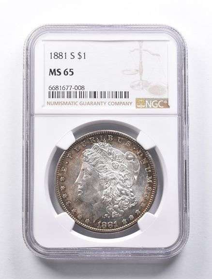 MS65 1881-S Morgan Silver Dollar NGC Beautifully Toned