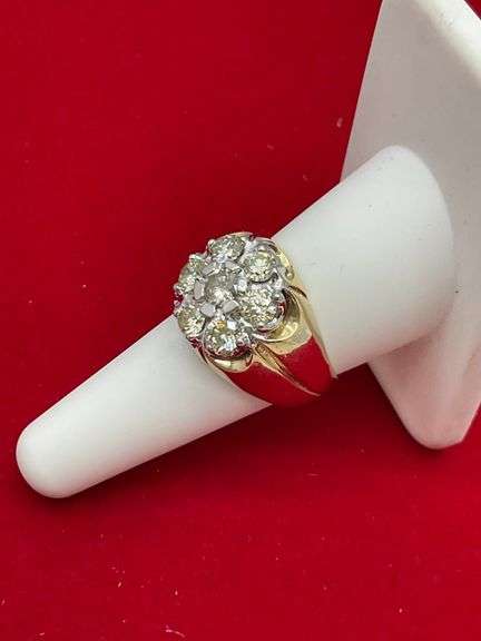 MEN'S CERTIFIED 14K GOLD AND DIAMOND RING 2.50 CARATS