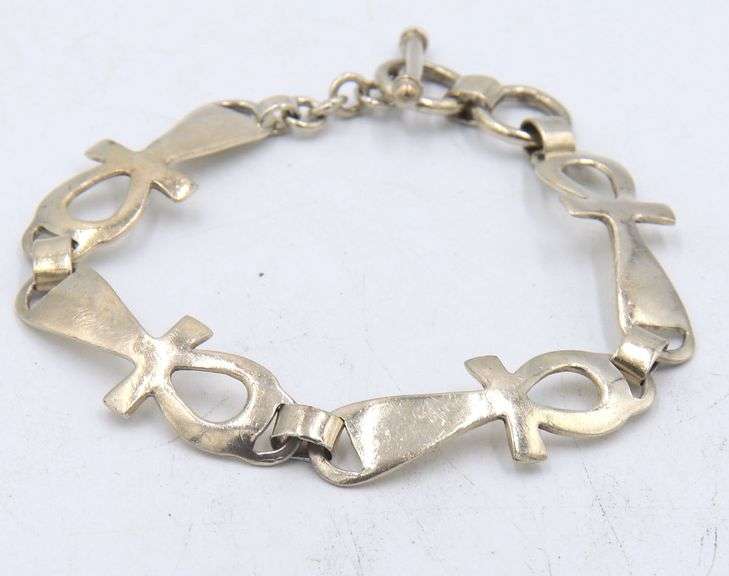 Vintage 925 sterling silver cross link bracelet