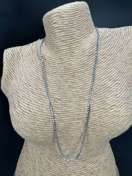 10k White Gold Solid Curb Link Chain 2.5mm Necklace 22"