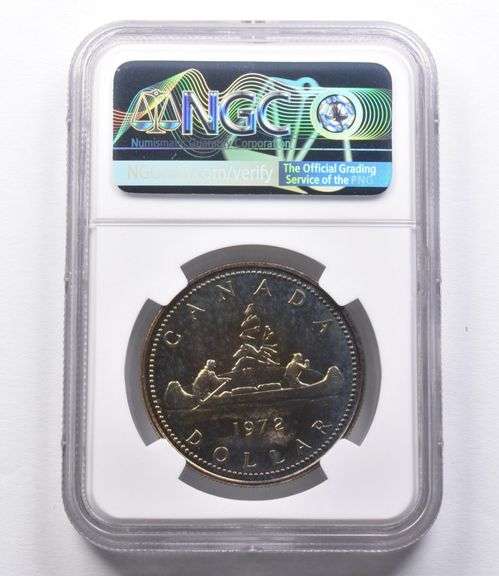 SP66 1972 Canada Silver Dollar NGC Beautifully Toned