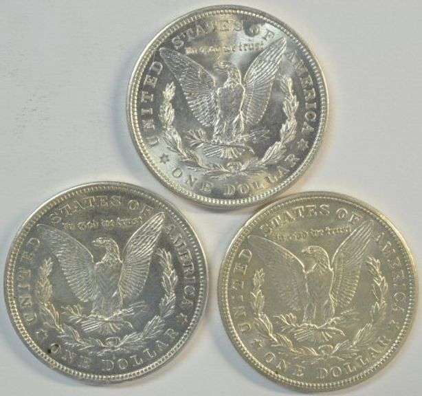 Super Choice BU 1921 P-D-S Morgan Silver Dollars. Fresh